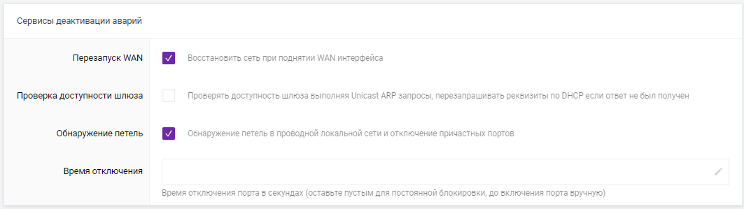 Функция детектирования петель на портах
